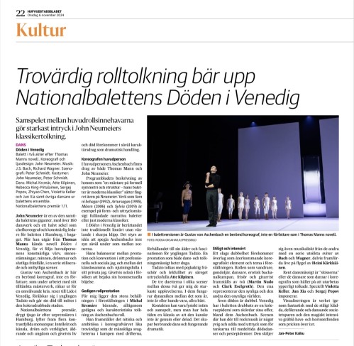 Hufvudstadsbladet Death in Venice John Neumeier Michal Krcmar Ku