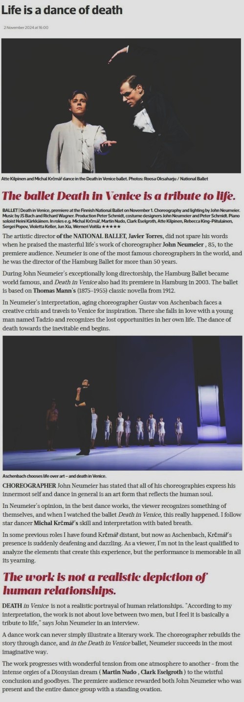 Etlehti Death in Venice John Neumeier Michal Krcmar Kuolema 